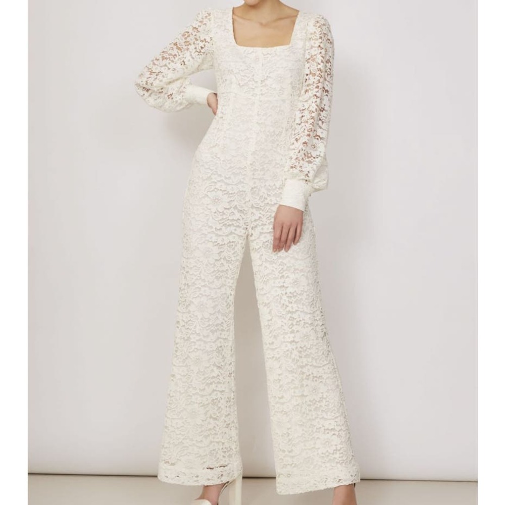 Kitri White Lace Embroidered Jumpsuit Size 6